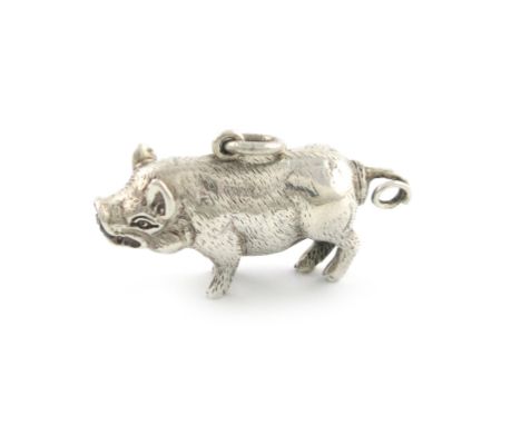 A Victorian novelty silver pencil, by S. Mordan and Co, with a registration lozenge for 1880, modelled as a wild boar, with a