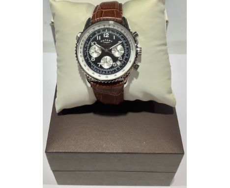 A gentleman's Rotary Chronograph wristwatch, black dial, Arabic numerals, three stainless steel subsidiary dials, faux snakes