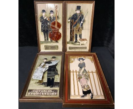 Archietectual Salvage - four double sets of tile frames, various designs including Victorian News Vendors, Gamekeeper, Street