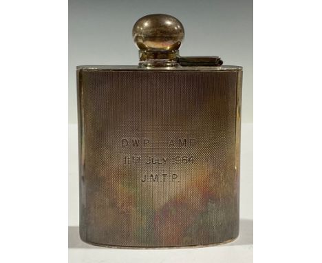 A silver hip flask, Birmingham 1963, 155g 