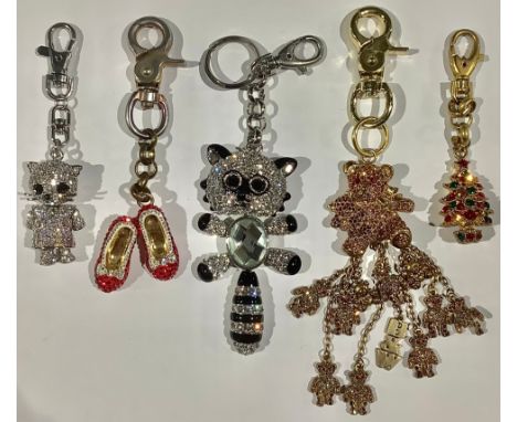 Butler &amp; Wilson - fashion jewellery, a key ring, set with glass stones, Ruby Slippers, marked; others, Racoon, 9.5cm; Chr