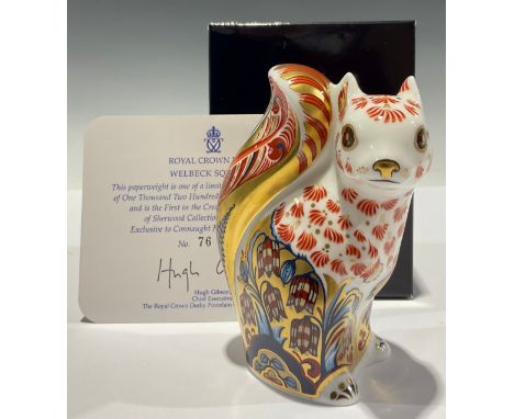 A Royal Crown Derby paperweight, Welbeck Squirrel, the first in the Creatures of Sherwood Collection, exclusive to Connnaught