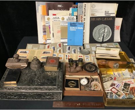 Boxes and Objects - Glamorgan Constabulary police uniform buttons; a silver RAF sweetheart brooch; a silver pocket watch; a B