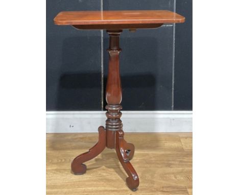 A Victorian mahogany tripod wine table, tilting top, 73cm high, 43.5cm wide, 50.5cm deep