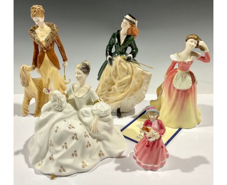 A Royal Worcester figure, Francesca, exclusive to the Royal Worcester Collector's Society; another, Royal Enclosure, High Soc