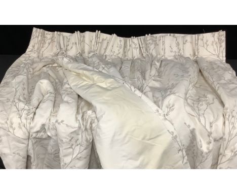 Textiles - a pair of Laura Ashley interlined curtains, Pussy Willow, 135cm long, 260cm wide; another pair similar, 208cm long