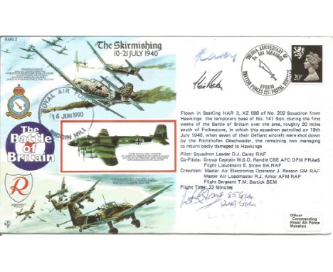 Rare Battle of Britain pilot Sgt Walter Reginald Evans 85 sqn signed The Skirmishing 10-21 July 1940 signed FDC date stamp 16