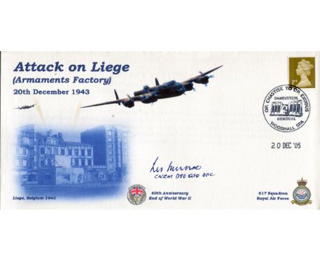 Dambusters Pilot. 617 Squadron Liege raid cover signed by Les Munro who was also a pilot of the legendary Dams Raid in 1943. 