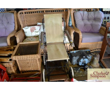 A vintage folding wheelchair possibly WWI