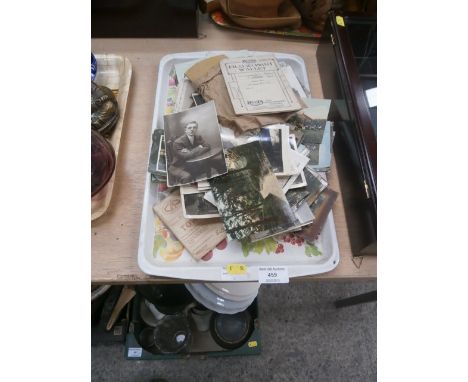 tray of vintage postcards