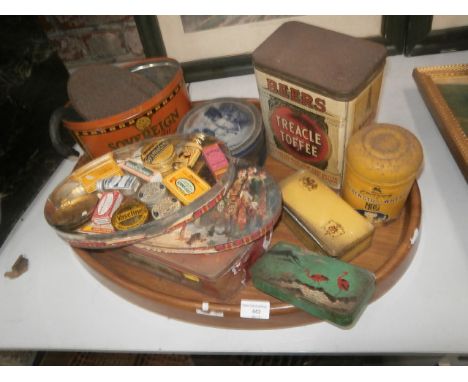 tray of vintage tins