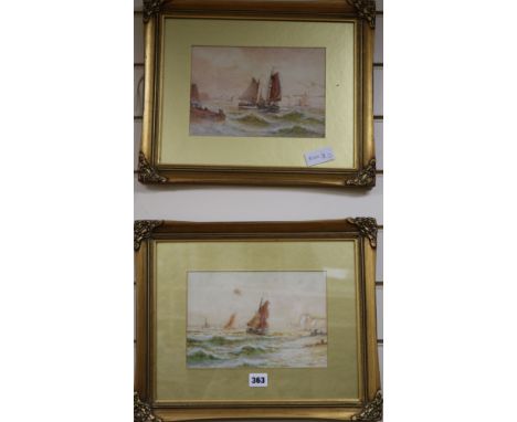 A pair of seascape watercolours, signed W. Hardy, 16cm x 24cm