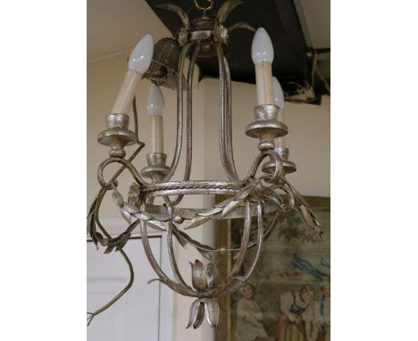 A pair of silvered modern light fittings