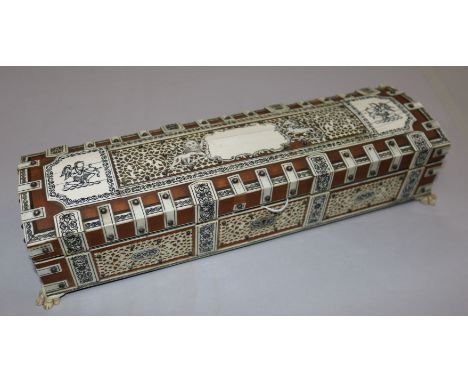 A Southern Indian ivory and sandalwood glove box, 19th century