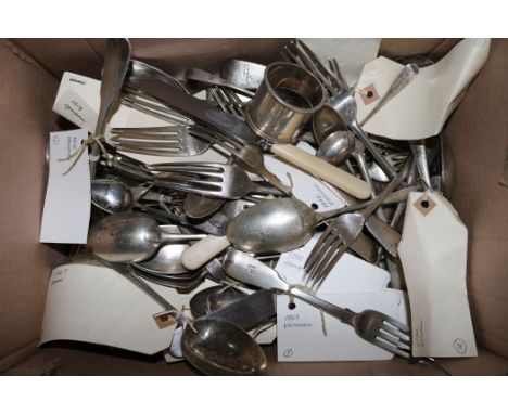 A harlequin part canteen of 19th and 20th century silver cutlery, various dates, pattern and makers, including simulated ivor