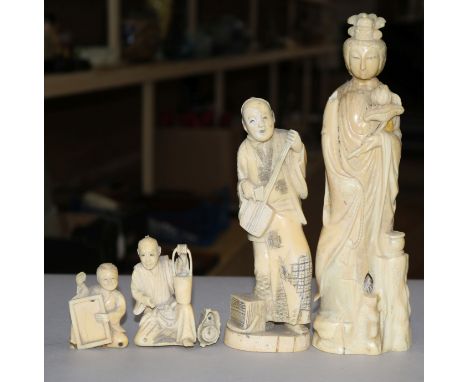 Carved walrus ivory figures