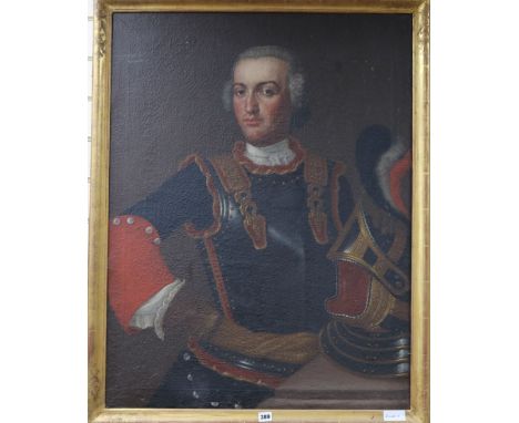 Continental School, oil on canvas, portrait of a gentleman in armour, 95cm x 72cm