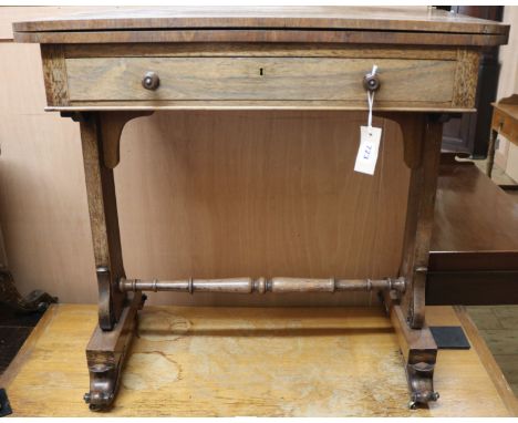 An early Victorian rosewood card table, W.76cm