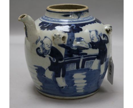 A Chinese blue and white teapot