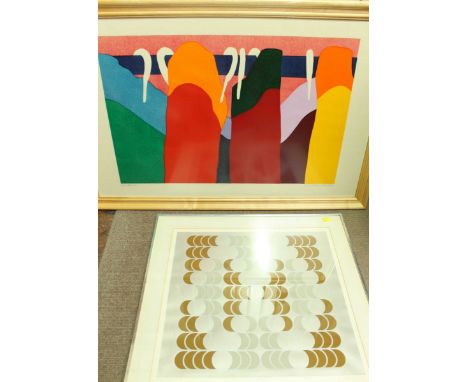 Ten various abstract colour prints, various artists, second half 20th century, all framed, various sizes.  