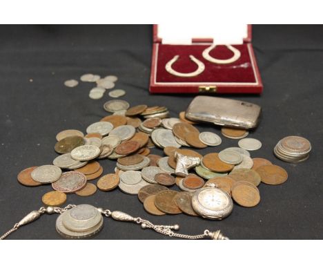 A pair of cased silver horse shoes, hallmarked Sheffield 1916, together with a  ladies Victorian fob watch and Albertina, a s
