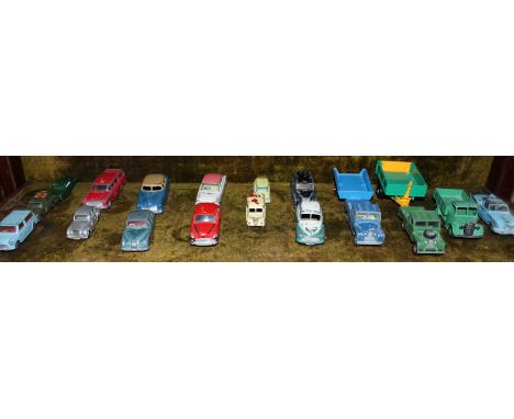 A collection of Corgi and Dinky toy cars, without boxes, play worn.