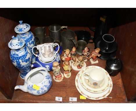 SECTION 52. A collection of assorted china including Wedgwood, together with a pair of Chinese blue and white vases (AF), var