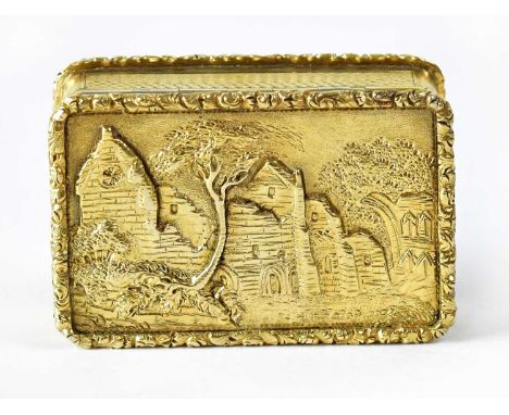 TAYLOR &amp; PERRY; a William IV hallmarked silver gilt snuffbox with engine turned and floral decoration, the relief moulded