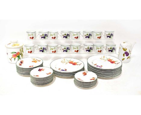 ROYAL WORCESTER; a quantity of 'Evesham Vale' dinner and teaware, to include a storage jar, teapot, height 19.5cm, teacups, s