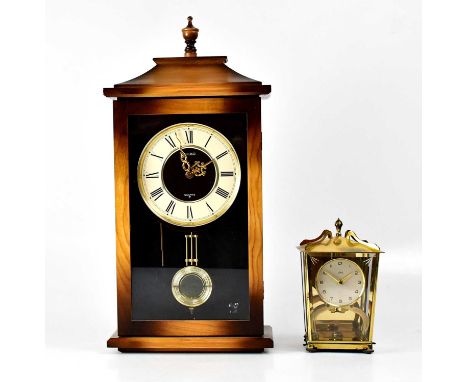 A Seiko wooden cased wall-hanging clock with quartz movement, in architectural case, height 55cm, together with a Schatz Germ