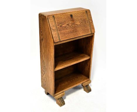 A mahogany fall-front bureau with fitted interior over three drawers, raised on bracket feet, 97 x 76 x 41cm, together with a
