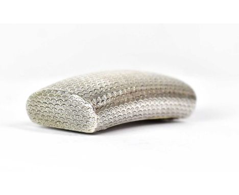 JOHN SHAW; a George III hallmarked silver double curved snuffbox with engine turned decoration, vacant cartouche and gilt was