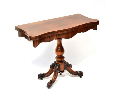 A 19th century rosewood card table, 75 x 93 x 92cm (when opened).