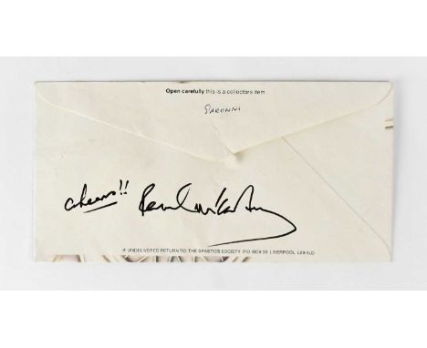 PAUL MCCARTNEY; a used envelope signed and dedicated, 'Cheers!! Paul McCartney', 11 x 22cm.Condition Report: - We have not au