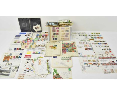 Various first day covers, stamp album and loose stamps, etc.