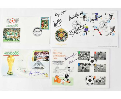 WORLD CUP 1966; five first day covers, bearing signatures for Bobby Moore, Martin Peters, Bill Foulkes, Danny Blanchflower, A