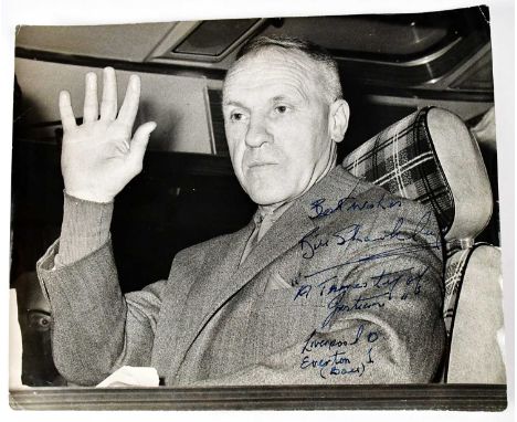 LIVERPOOL FC; a black and white press photograph of Bill Shankley, with label verso, 'Five Finger Optimist?' May 6th 1971, si