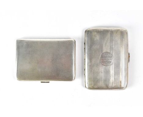 A George V hallmarked silver cigarette case, Birmingham 1912, and a George VI hallmarked silver cigarette case, Birmingham 19