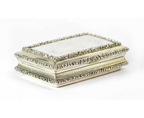 JOSEPH WILLMORE; a William IV hallmarked silver snuffbox with engine turned and floral decoration, Birmingham 1835, 2 x 7.5 x