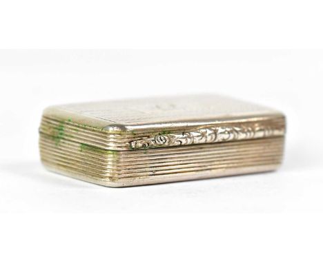 THOMAS SHAW; a William IV hallmarked silver snuffbox of rounded rectangular form, with engine turned and ribbed decoration, c