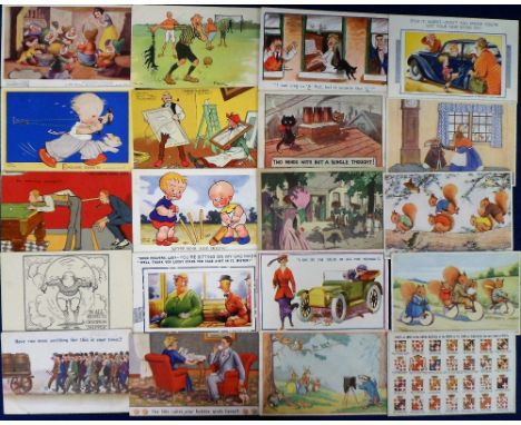 Postcards, a comic and children's art selection of 40 cards to include Bamforth, Tom Browne (billiards, football), Grimes (WW
