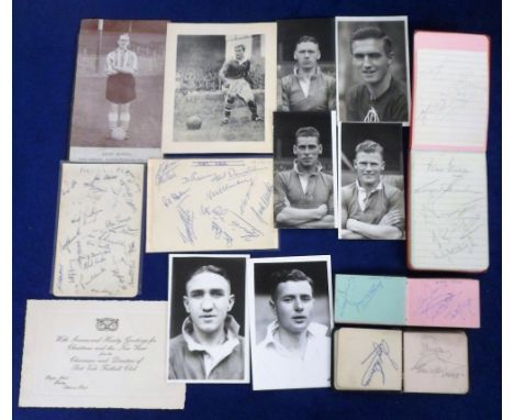 Football autographs, selection of signed items inc. 1950's autograph album including multiple signed pages by Manchester City