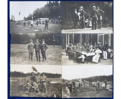 Postcards, Olympics, Stockholm 1912, RP's, six Official Issues, all from the Shooting event, inc. Lunch party, Sweden team, c