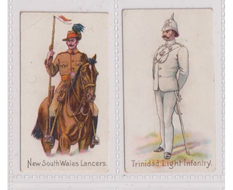 Cigarette cards, Harvey &amp; Davy, Colonial Troops, two cards, New South Wales Lancers (corner crease) &amp; Trinidad Light 