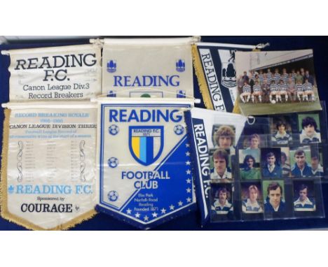 Football, Reading FC, selection, 6 pennants, a colour teamgroup photograph 10" x 8" (creased) &amp; 15 signed colour portrait