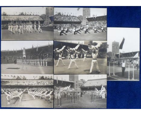 Postcards, Olympics, Stockholm 1912, RP's, seven Official Issues, Men’s Gymnastic Teams, Denmark, Finland, Russia, German etc