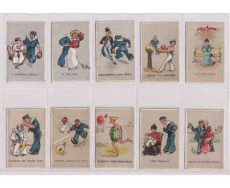 Cigarette cards, Cohen, Weenen, Naval &amp; Military Phrases (Blue back), 10 cards, A Passing Smack, A Salute, Encountering a