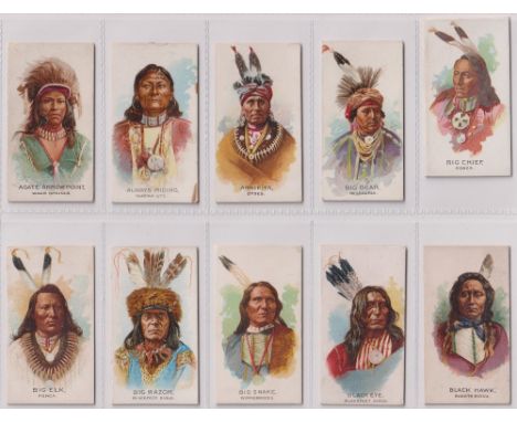 Cigarette cards, USA, Allen &amp; Ginter, Celebrated American Indian Chiefs (set, 50 cards) (fronts good, approx. 16 backs li