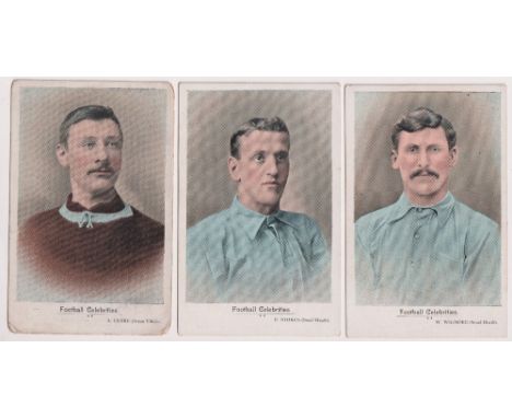 Postcards, Football, Birmingham Novelty Co, Football Series, three coloured portrait cards, A. Leake, Aston Villa (corners ro