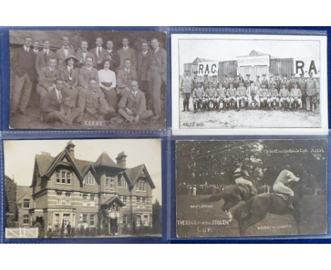 Postcards, Berkshire, Ascot, 4 cards, Royal Automobile Club group scene Ascot, 1919, RP showing start of Ascot Gold Cup horse